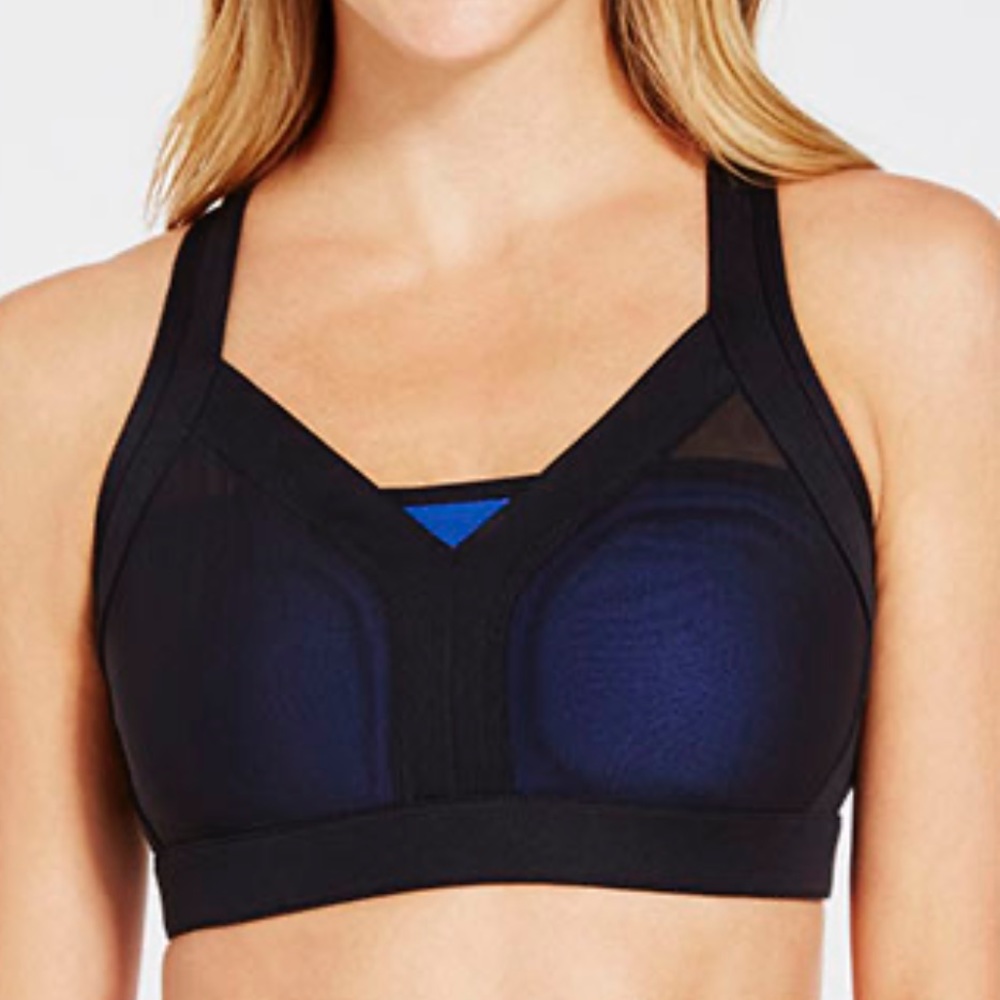 Fabletics Joliet high impact sports bra balck/bright blue size s